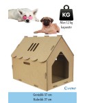 Ahşap Köpek Kulübesi Dekoratif Köpek Evi Ham Renk Çatılı Model